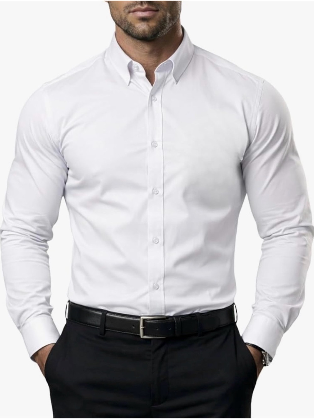 Brand New! Men's Classic White Button-Down Dress Shirt (Size: XXL)